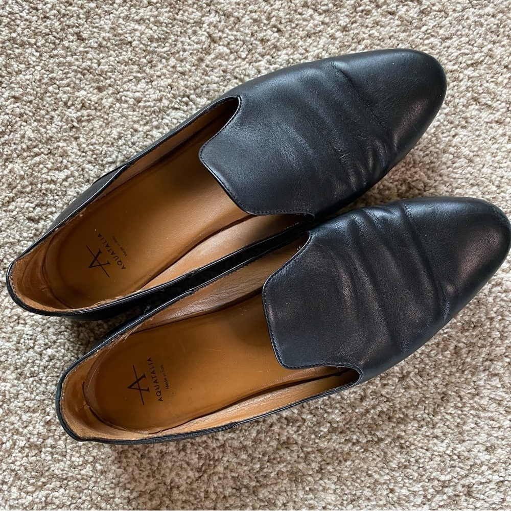 Aquatalia Black Leather Loafers